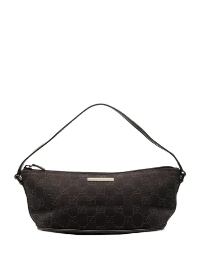 Pre-owned Gucci 2000-2015 Gg Canvas Boat Shoulder Bag In Brown