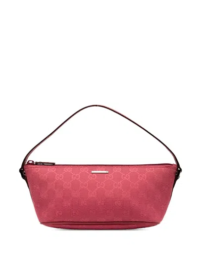Pre-owned Gucci 2000-2015 Gg Canvas Boat Shoulder Bag In Red