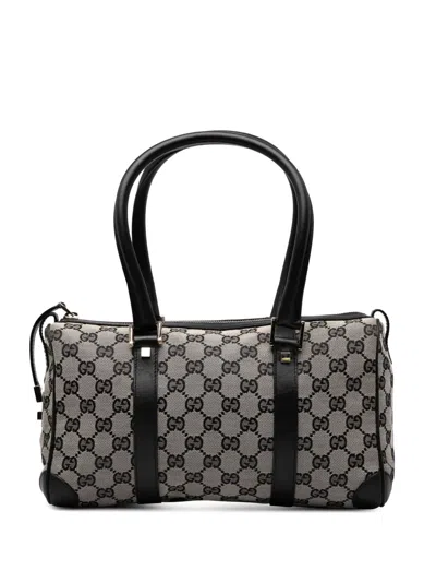 Pre-owned Gucci 2000-2015 Gg Canvas Boston Bag In Gray