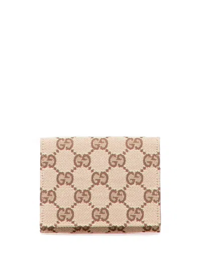 Pre-owned Gucci 2000-2015 Gg Canvas Card Holder In Brown