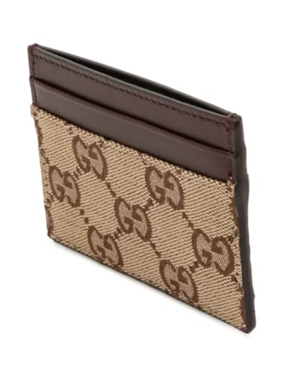 Pre-owned Gucci 2000-2015 Gg Canvas Card Holder In Brown