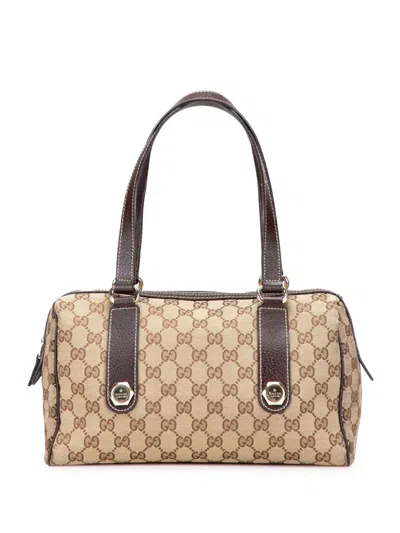 Pre-owned Gucci 2000-2015 Gg Canvas Charmy Boston Bag In Brown