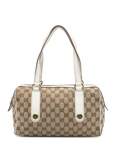Pre-owned Gucci 2000-2015 Gg Canvas Charmy Boston Bag In Brown
