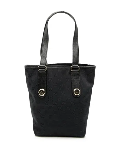 Pre-owned Gucci 2000-2015 Gg Canvas Charmy Tote Bag In Black