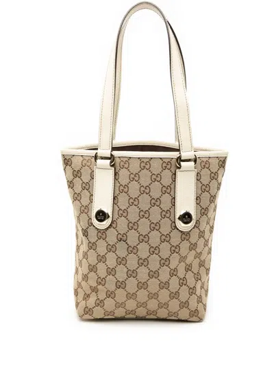Pre-owned Gucci 2000-2015 Gg Canvas Charmy Tote Bag In Brown