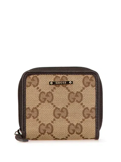 Pre-owned Gucci 2000-2015 Gg Canvas Coin Pouch In Brown