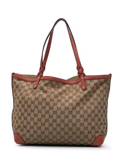 Pre-owned Gucci 2000-2015 Gg Canvas Craft Tote Bag In Brown