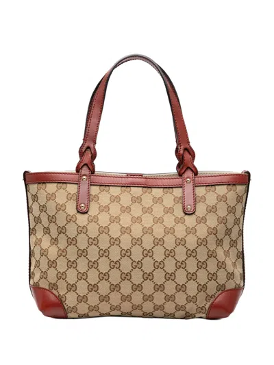 Pre-owned Gucci 2000-2015 Gg Canvas Craft Tote Bag In Brown