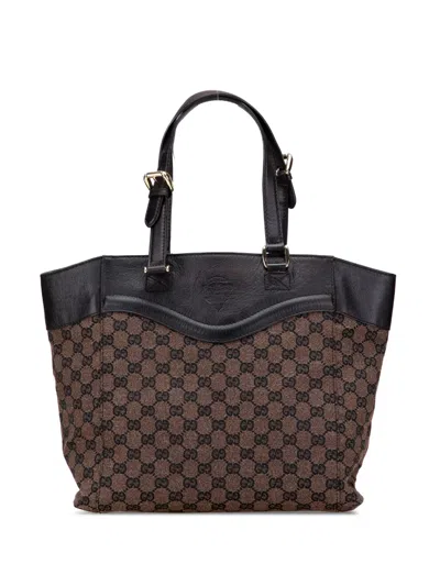 Pre-owned Gucci 2000-2015 Gg Canvas Crest Tote Bag In Brown