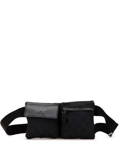Pre-owned Gucci 2000-2015 Gg Canvas Double Pocket Belt Bag