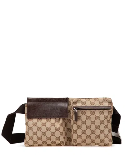Pre-owned Gucci 2000-2015 Gg Canvas Double Pocket Belt Bag