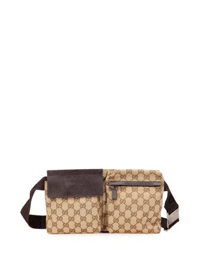 Pre-owned Gucci 2000-2015 Gg Canvas Double Pocket Belt Bag