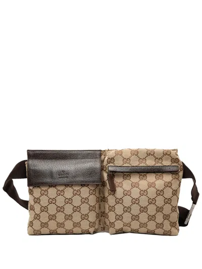 Pre-owned Gucci 2000-2015 Gg Canvas Double Pocket Belt Bag
