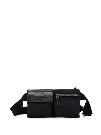 Pre-owned Gucci 2000-2015 Gg Canvas Double Pocket Belt Bag In Black