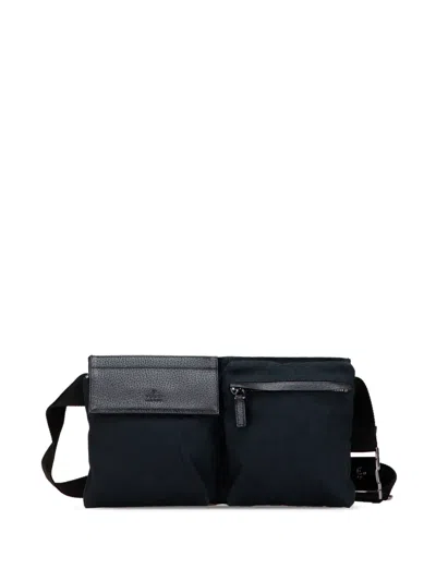 Pre-owned Gucci 2000-2015 Gg Canvas Double Pocket Belt Bag In Blue