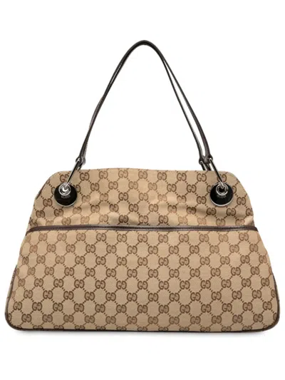 Pre-owned Gucci 2000-2015 Gg Canvas Eclipse Shoulder Bag In Brown