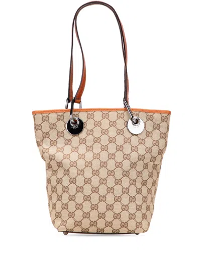 Pre-owned Gucci 2000-2015 Gg Canvas Eclipse Tote Bag In Brown