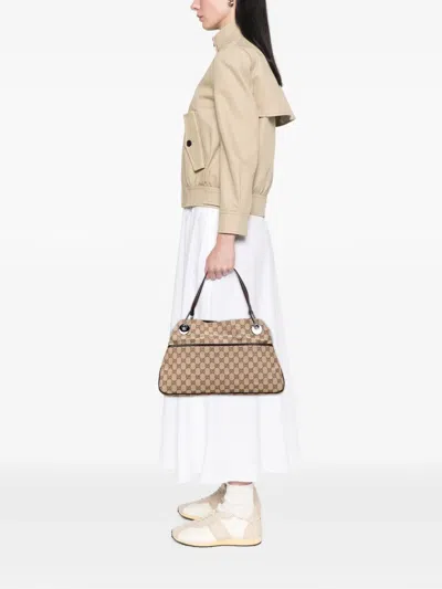 Pre-owned Gucci 2000-2015 Gg Canvas Eclipse Tote Bag In Brown