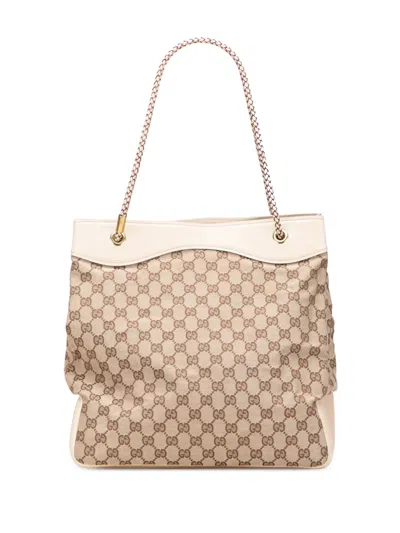 Pre-owned Gucci 2000-2015 Gg Canvas Gifford Tote Bag In Brown