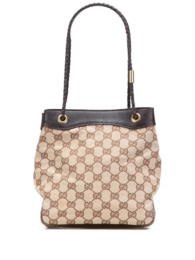 Pre-owned Gucci 2000-2015 Gg Canvas Gifford Tote Bag In Brown