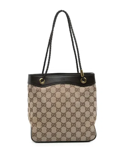 Pre-owned Gucci 2000-2015 Gg Canvas Gifford Tote Bag In Brown