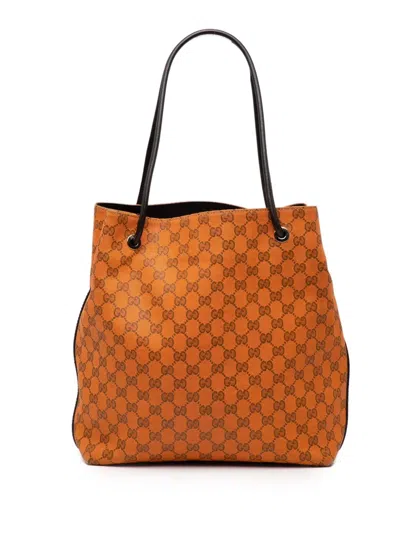 Pre-owned Gucci 2000-2015 Gg Canvas Gifford Tote Bag In Orange