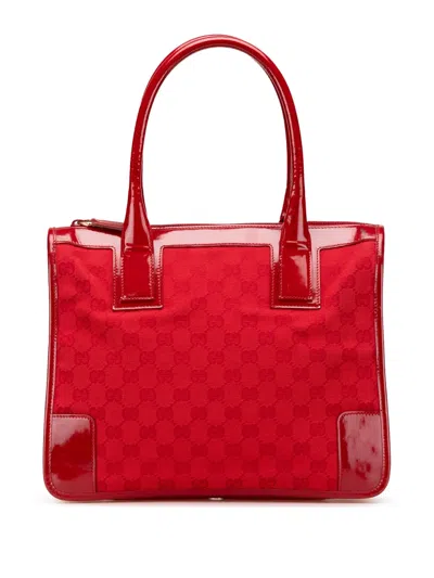 Pre-owned Gucci 2000-2015 Gg Canvas Handbag In Red