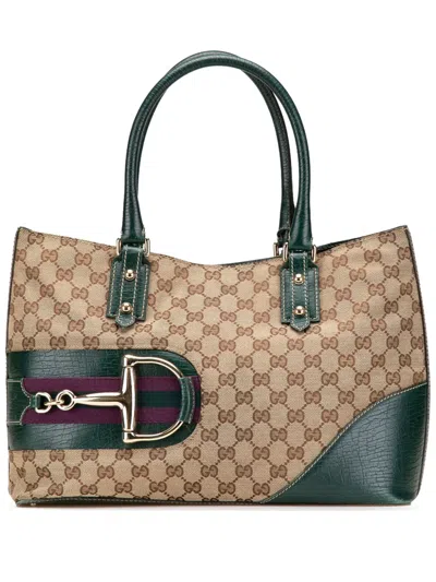 Pre-owned Gucci 2000-2015 Gg Canvas Hasler Web Tote Bag