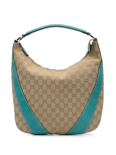 Pre-owned Gucci 2000-2015 Gg Canvas Hobo Bag In Blue