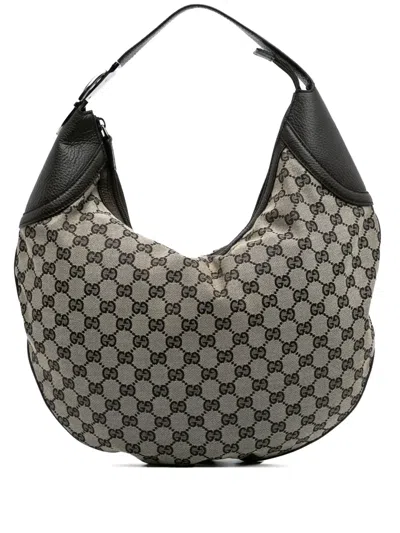 Pre-owned Gucci 2000-2015 Gg Canvas Hobo Bag In Gray