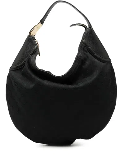 Pre-owned Gucci 2000-2015 Gg Canvas Hobo Bag In Black