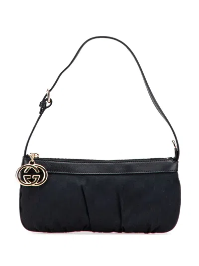 Pre-owned Gucci 2000-2015 Gg Canvas Interlocking G Shoulder Bag In Black