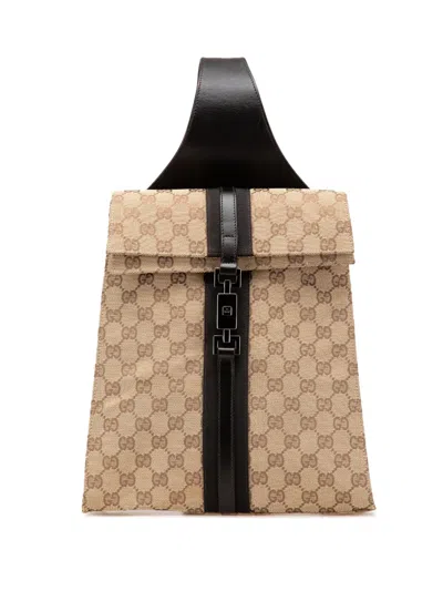 Pre-owned Gucci 2000-2015 Gg Canvas Jackie Backpack In Brown