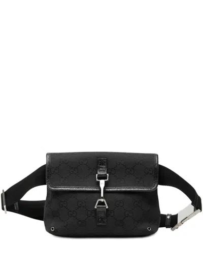 Pre-owned Gucci 2000-2015 Gg Canvas Jackie Belt Bag In Black