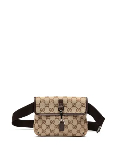 Pre-owned Gucci 2000-2015 Gg Canvas Jackie Belt Bag In Brown