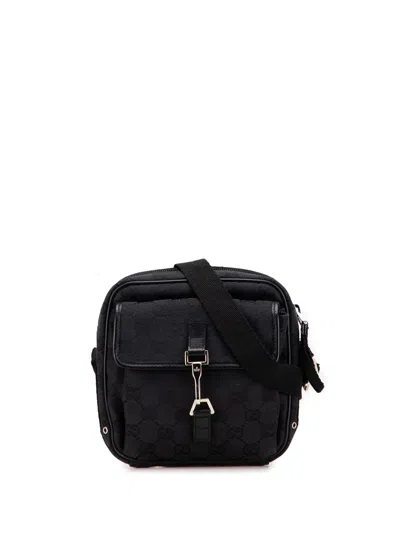 Pre-owned Gucci 2000-2015 Gg Canvas Jackie Crossbody Bag In Black