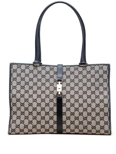 Pre-owned Gucci 2000-2015 Gg Canvas Jackie Tote Bag In Gray