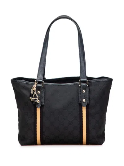 Pre-owned Gucci 2000-2015 Gg Canvas Jolicoeur Tote Bag In Black