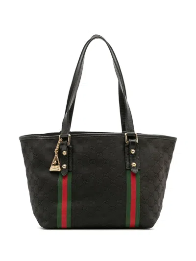 Pre-owned Gucci 2000-2015 Gg Canvas Jolicoeur Tote Bag In Black