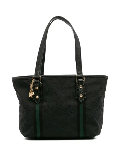 Pre-owned Gucci 2000-2015 Gg Canvas Jolicoeur Tote Bag In Black
