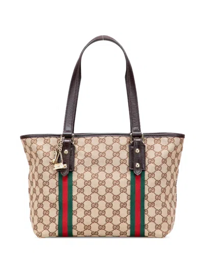 Pre-owned Gucci 2000-2015 Gg Canvas Jolicoeur Tote Bag In Brown