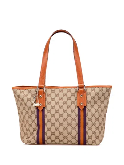 Pre-owned Gucci 2000-2015 Gg Canvas Jolicoeur Tote Bag In Brown