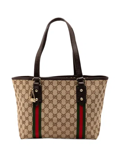 Pre-owned Gucci 2000-2015 Gg Canvas Jolicoeur Tote Bag In Brown