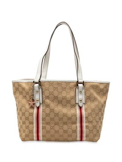 Pre-owned Gucci 2000-2015 Gg Canvas Jolicoeur Tote Bag In Brown