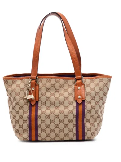 Pre-owned Gucci 2000-2015 Gg Canvas Jolicoeur Tote Bag In Brown