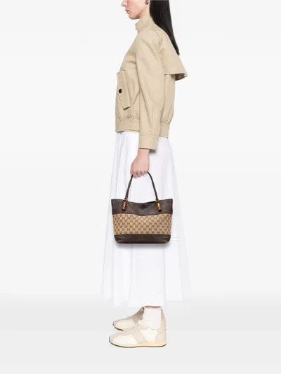Pre-owned Gucci 2000-2015 Gg Canvas Laidback Crafty Tote Bag In Brown