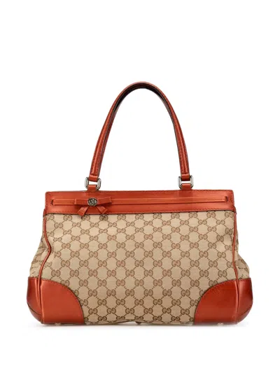 Pre-owned Gucci 2000-2015 Gg Canvas Mayfair Tote Bag In Brown
