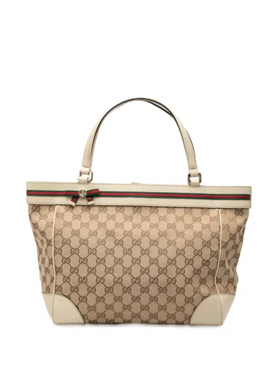 Pre-owned Gucci 2000-2015 Gg Canvas Mayfair Tote Bag In Brown