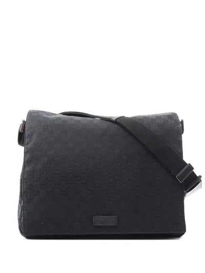 Pre-owned Gucci 2000-2015 Gg Canvas Messenger Bag Crossbody Bag In Black