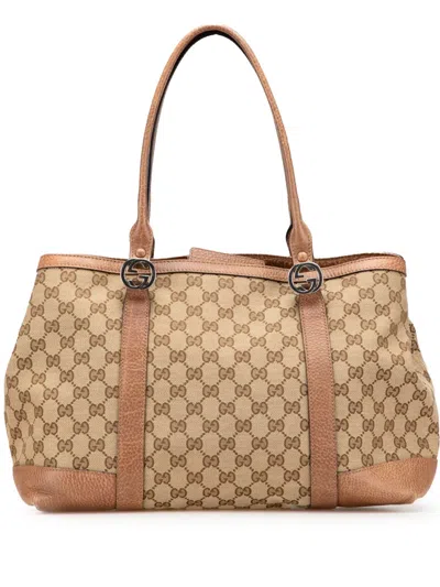 Pre-owned Gucci 2000-2015 Gg Canvas Miss Gg Tote Bag In Brown